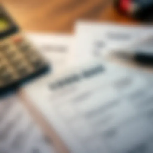 A close-up of a 1099-DA tax form showing sections for proceeds and cost basis information, with a calculator and financial documents in the background.