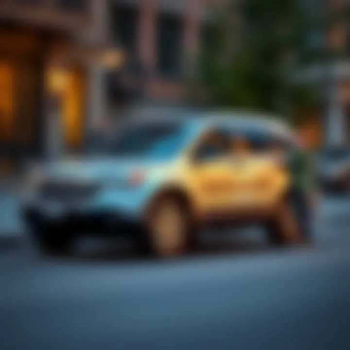 A 2007 Honda CR-V parked on the street, showing signs of age and wear with a thoughtful owner next to it, considering its future.