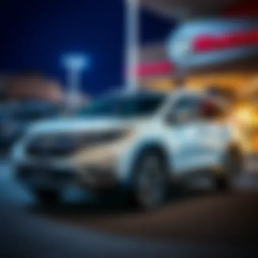 A 2016 Honda CR-V EX-L parked at a dealership, showcasing its sleek design and clean exterior.
