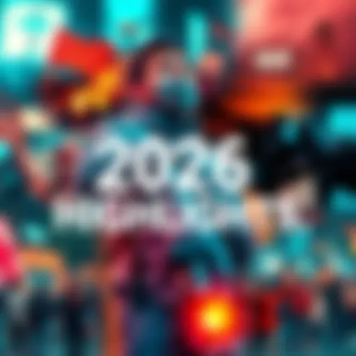 A collage showing various 2026 news events like protests, technology developments, and social gatherings.