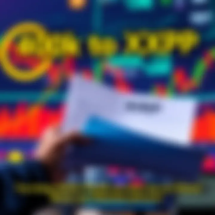 A person examining 401k documents with XRP logos and financial charts in the background