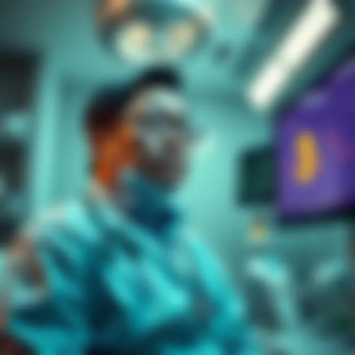 An emergency room doctor in China looks tired but hopeful during a night shift, with a computer screen showing Bitcoin prices in the background.