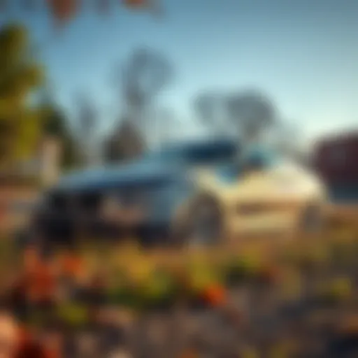 A gray BMW parked on the side of the road in Oakton, surrounded by grass and trees, raising questions among residents about its ownership.
