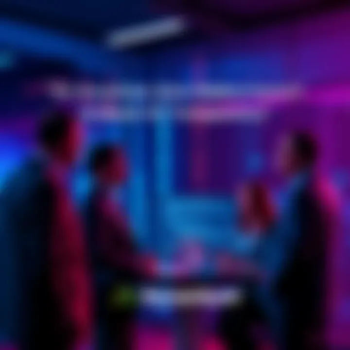 Accenture and Hedera Council members discuss AI transparency solutions in a professional setting.