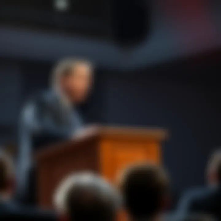 Adam Schiff speaking at a podium, announcing his proposed legislation to ban betting on war and death events, with an audience listening attentively.