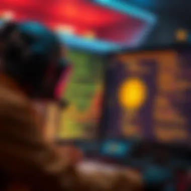 An AI-driven bug-hunter inspecting Bitcoin Core's security code on a computer screen, showing lines of code and cybersecurity elements.