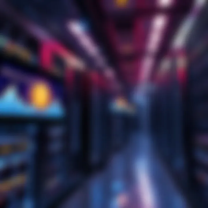 AI Data Centre Transition to Bitcoin Mining An AI data center with mining rigs and cryptocurrency graphics on screens, showing the shift from AI to bitcoin mining operations.
