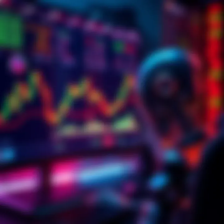 An AI trading on a computer screen displaying cryptocurrency charts and numbers