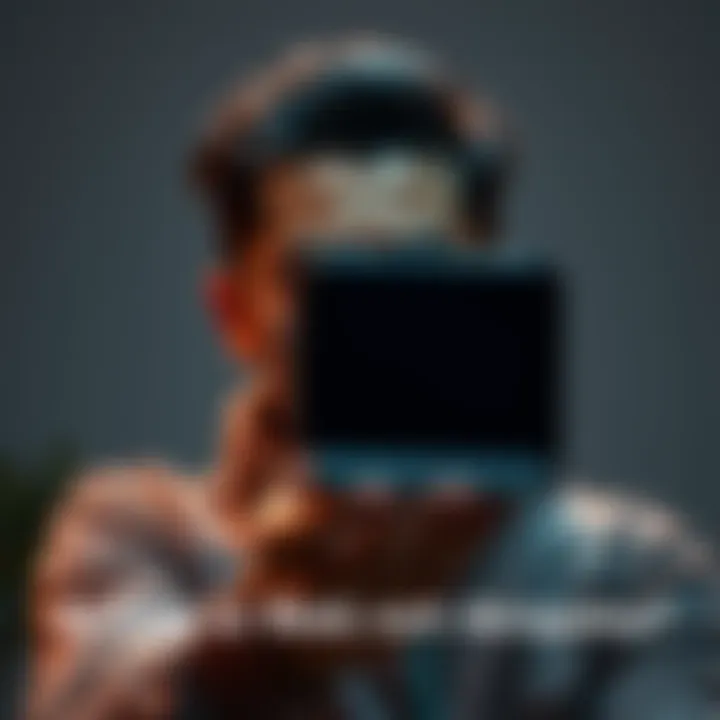 A person holding an Airquino device, considering whether to sell or restart it, with a confused expression