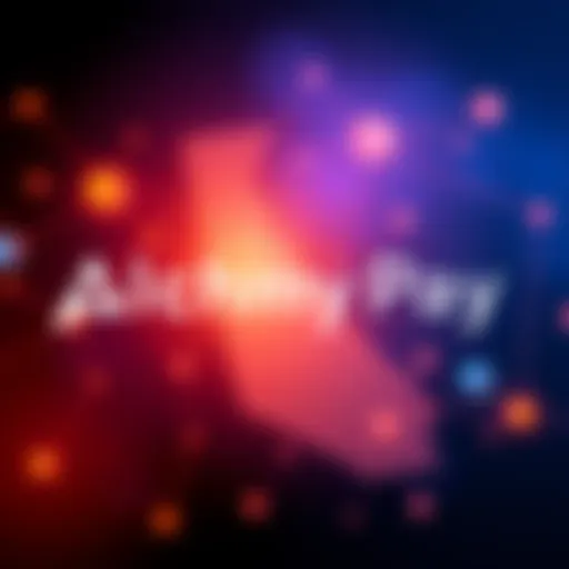 Alchemy Pay logo over a graphic representation of the Delaware state outline with a money symbol illustrating compliance