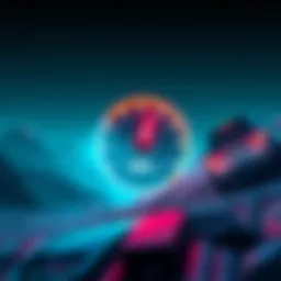 A graphic showing the Alpenglow logo with a speedometer indicating fast transaction finality, symbolizing the reduction in finality time to 150 milliseconds.
