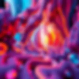 A visual representation of different dimensions blending together in vibrant colors, depicting the idea of exploring new realities.