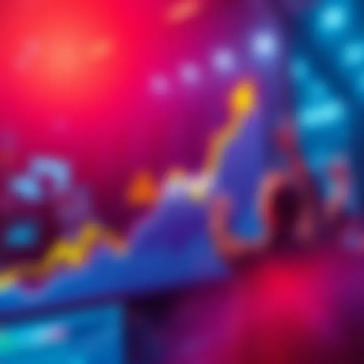 Graph showing a sharp increase in Amp trading volume with upward arrows and excited traders celebrating