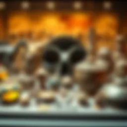 A display of various ancient artifacts showcasing their unique designs and historical significance.
