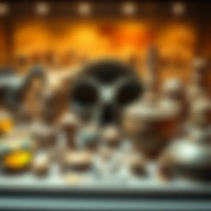 A display of various ancient artifacts showcasing their unique designs and historical significance.