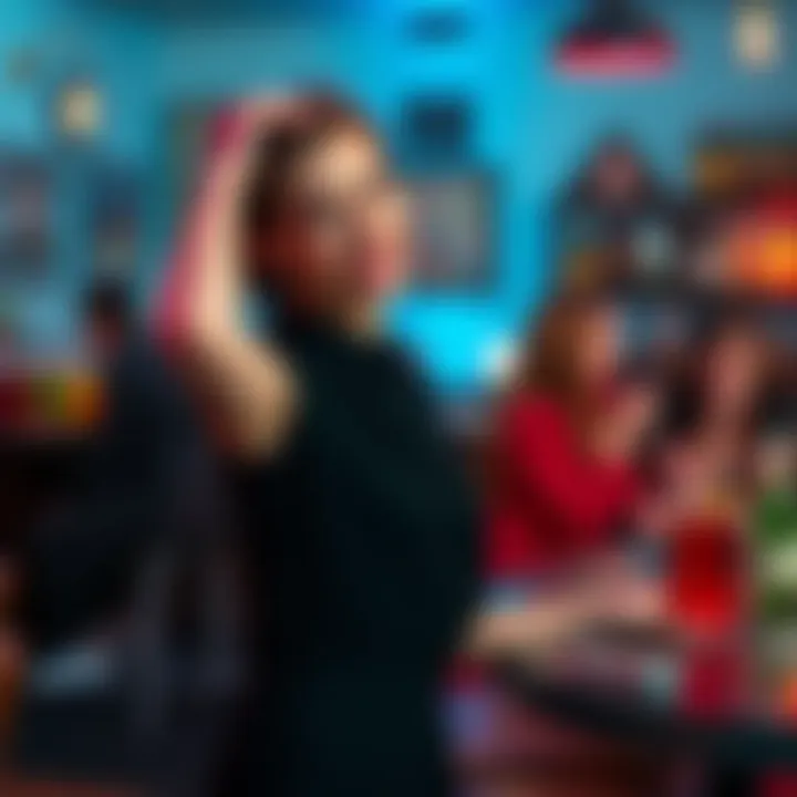 Anne Hathaway poses playfully during a behind-the-scenes moment at the HBAR-themed photoshoot, showcasing her creative energy.