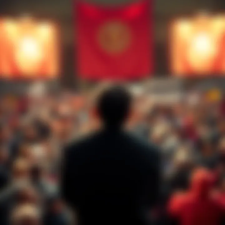 A person passionately addressing a large crowd, capturing their attention with bold honesty.