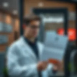 A concerned researcher standing outside Anthropic's office, holding a resignation letter with a worried expression.