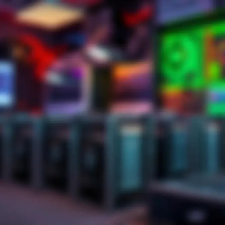 Multiple Antminer 21 Pros devices lined up, ready for mining operations, with a backdrop of a tech-focused workspace.