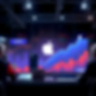 A chart showing Apple's market growth in 2026 with upward trends and product images