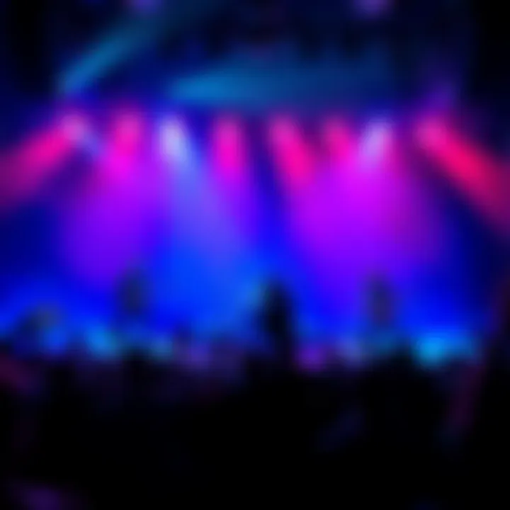The band Vessel performing on stage, surrounded by vibrant lighting and an engaged audience.