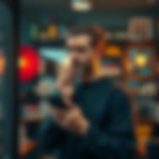 A barber standing in his shop, holding a phone and looking thoughtful after selling his altcoins. He appears concerned about his financial decisions in cryptocurrency.