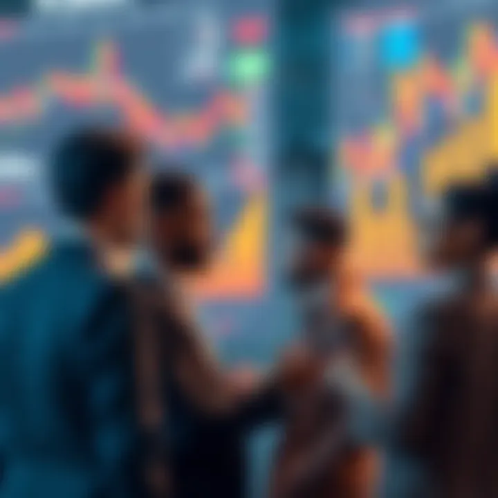 bCashers Impact on Finance A group of diverse people discussing financial strategies with digital charts and graphs in the background, representing the influence of bCashers in 2026.