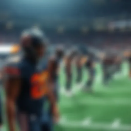 Chicago Bears players looking dejected on the field during a game, showcasing their struggles and tensions within the team.