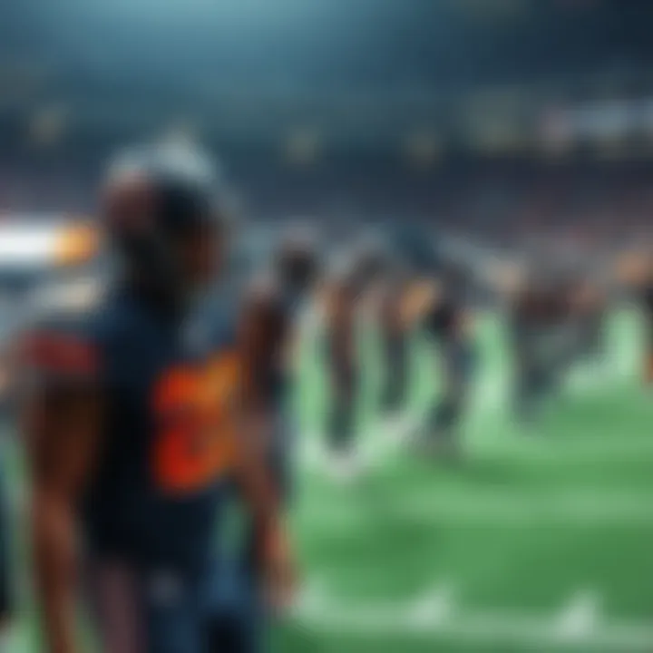 Chicago Bears players looking dejected on the field during a game, showcasing their struggles and tensions within the team.