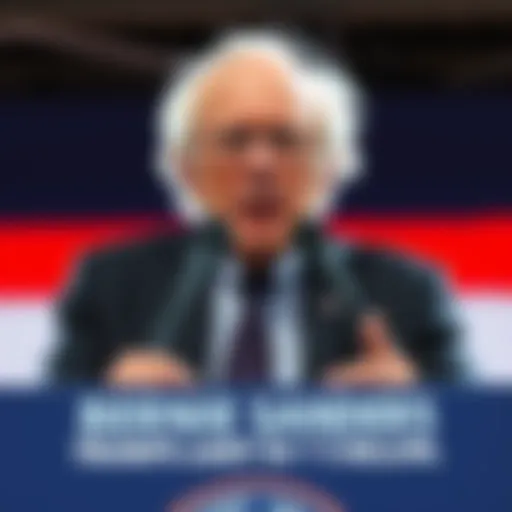 Bernie Sanders at a podium discussing claims about the Trump family's crypto earnings