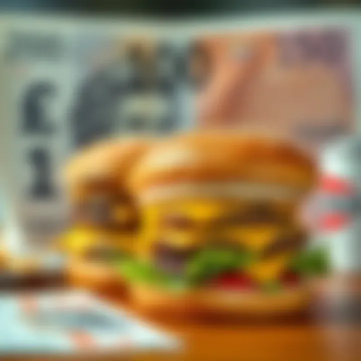 A comparison of a 1970 Big Mac and a current Big Mac, showing size and price differences, with £100 in the background