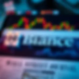 Binance logo with a background of financial charts and a Wall Street Journal headline
