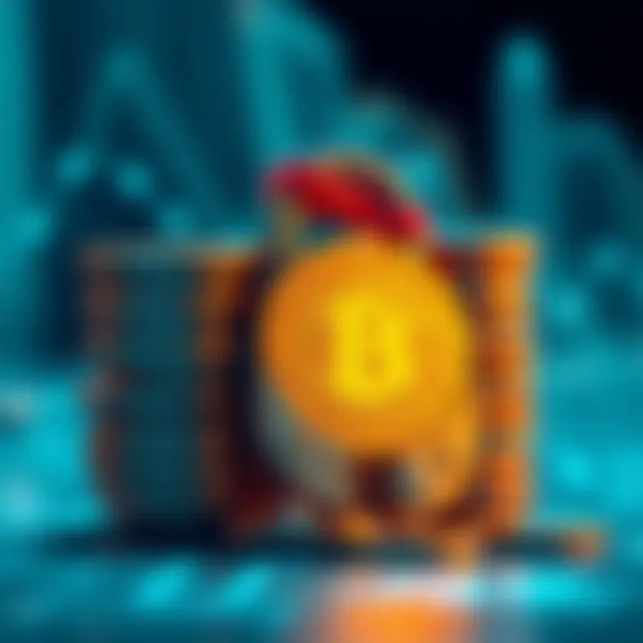 A pile of Bitcoin coins secured with a lock, symbolizing Satoshi's HODLing strategy
