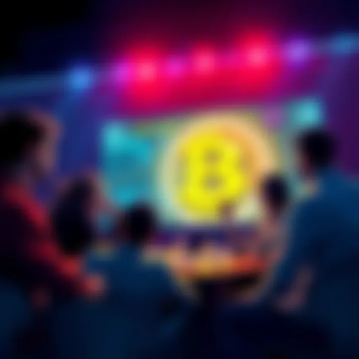 A group of people engaging in a lively discussion about Bitcoin trends on a digital forum