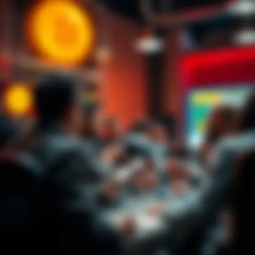 People engaged in a lively discussion about Bitcoin at a forum.
