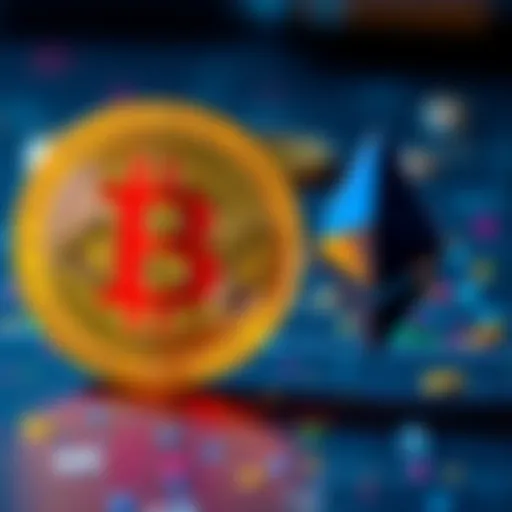 A visual representation of Bitcoin and Ethereum logos exchanging, symbolizing a safe swap between the two cryptocurrencies on a decentralized platform.