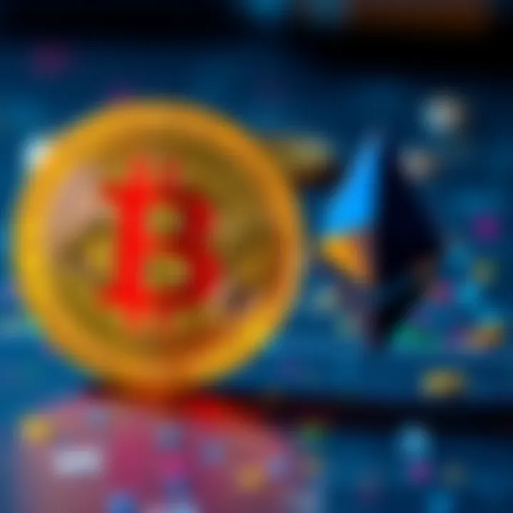 A visual representation of Bitcoin and Ethereum logos exchanging, symbolizing a safe swap between the two cryptocurrencies on a decentralized platform.