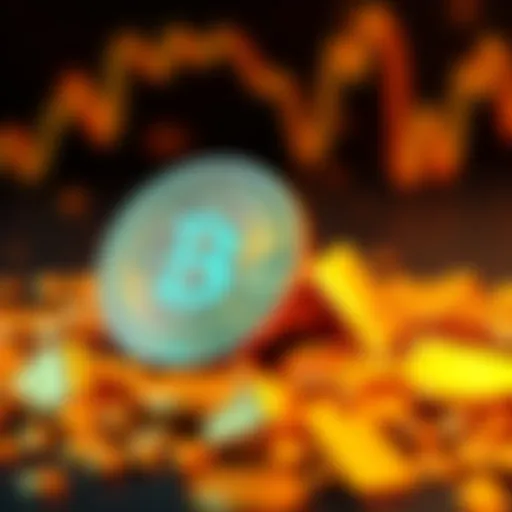 A visual representation comparing Bitcoin and gold, showing Bitcoin's market cap growth and its potential to surpass gold.