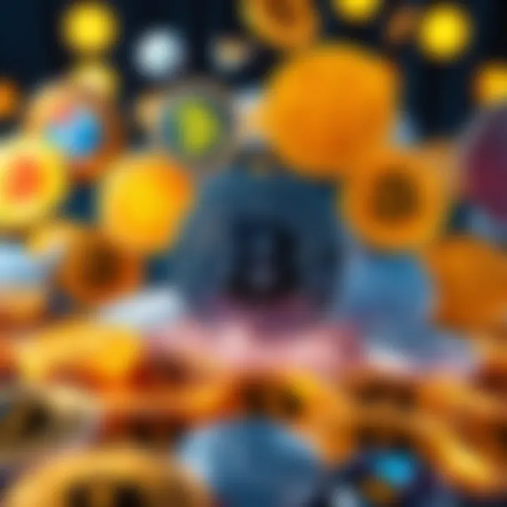 A visual representation showing Bitcoin logos and various other cryptocurrency symbols, illustrating the influence of Bitcoin on the digital currency landscape.