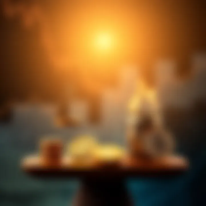 A graphic showing a person weighing options between holding Bitcoin and trading it, with visual elements representing risk and profit.