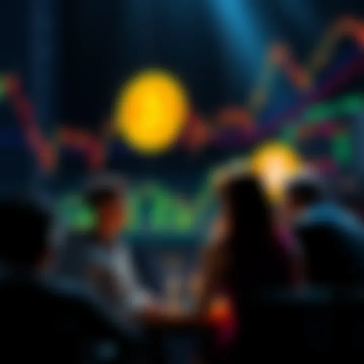 People discussing Bitcoin price trends and market sentiment, with charts illustrating past pump cycles in the background
