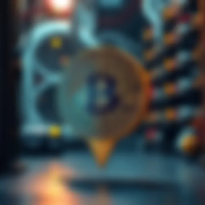 Bitcoin mining halt impact A visual representation of Bitcoin mining being stopped, showing a digital currency symbol with a downward arrow to indicate declining supply and potential price increase