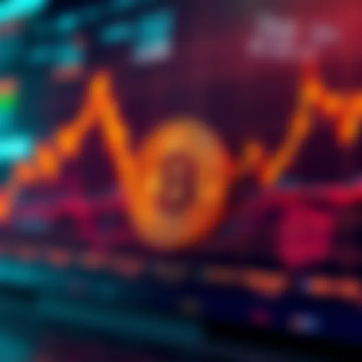 A fluctuating Bitcoin price chart showing both rising and falling trends, reflecting mixed opinions about its future.