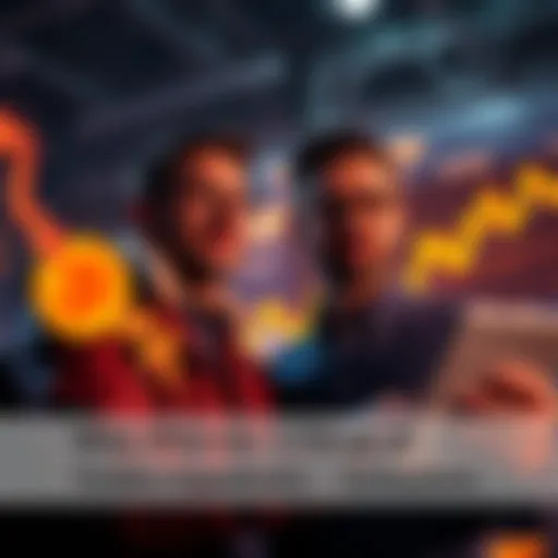 Optimistic investors looking at Bitcoin price chart during a market drop, planning to buy more