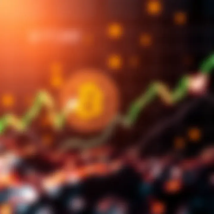 A graph showing Bitcoin price hitting $70,000 and then dropping below $69,000, with arrows indicating the fluctuations.