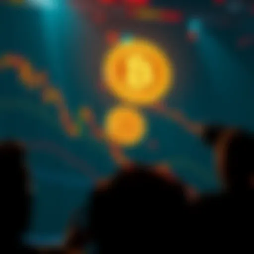 A chart showing the decline in Bitcoin's value with concerned investors in the background