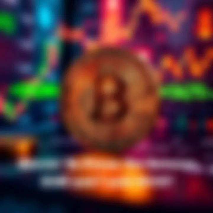 A graphic showing Bitcoin symbol with fluctuating price indicators between $58,000 and $67,000