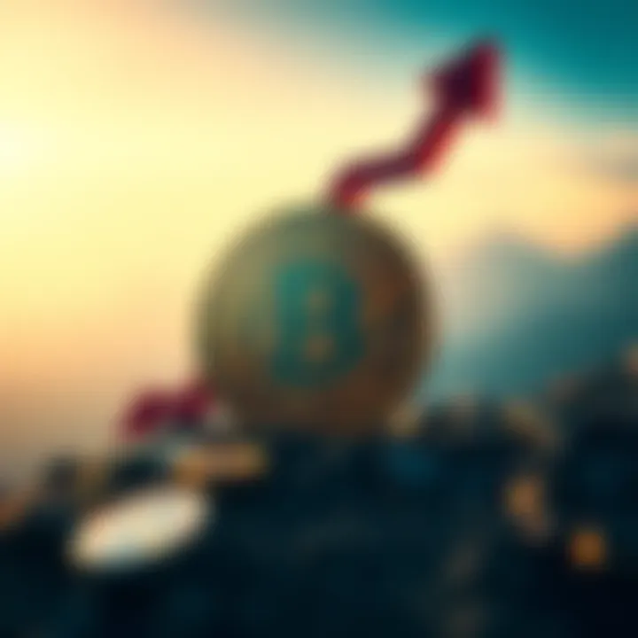 Bitcoin symbol with an upward arrow indicating price rise, reflecting market optimism after a US-Iran ceasefire agreement