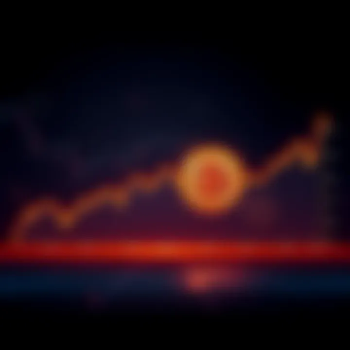 A line chart showing Bitcoin price trends over time with a downward slope in public interest