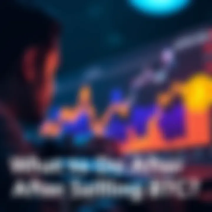 A person looking at a graph with Bitcoin price trends after selling, considering next steps.